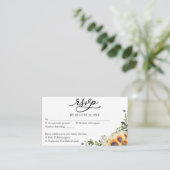 Groen Zonnebloemen bruiloft RSVP Informatiekaartje (Staand voorkant)