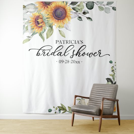 Groen Zonnebloemen Herfst Bruidsfeest Achtergrond Wandkleed (In situ)