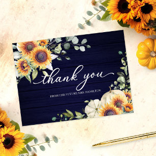 Groen Zonnebloemen Herfst Bruidsfeest Bedankt Briefkaart