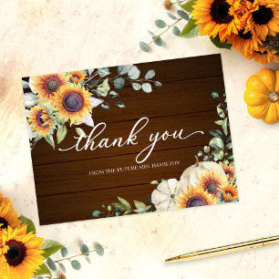 Groen Zonnebloemen Herfst Vrijgezellenfeest Dank u Briefkaart