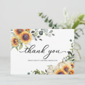 Groen Zonnebloemen Herfst Vrijgezellenfeest Dank u Kaart (Staand voorkant)