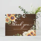 Groen Zonnebloemen Herfst Vrijgezellenfeest Dank u Kaart (Staand voorkant)