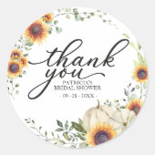 Groen Zonnebloemen Herfst Vrijgezellenfeest Favor Ronde Sticker (Voorkant)