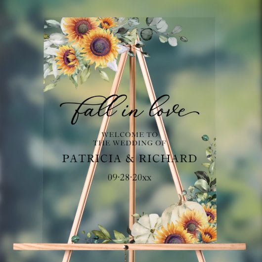 Groen Zonnebloemen Huwelijk Welkomstbord Acryl Bord (Neutraal)