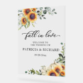 Groen Zonnebloemen Huwelijk Welkomstbord Acryl Bord (Hoek)