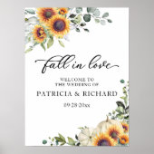 Groen Zonnebloemen Huwelijk Welkomstbord Poster (Voorkant)