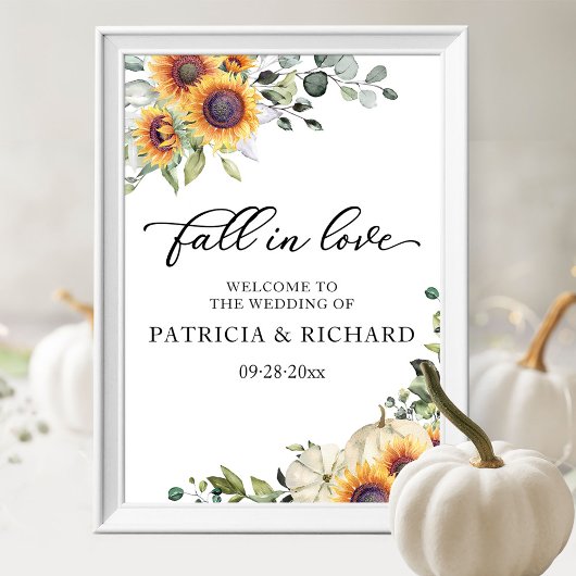 Groen Zonnebloemen Huwelijk Welkomstbord Poster