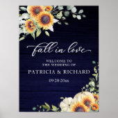 Groen Zonnebloemen Huwelijk Welkomstbord Poster (Voorkant)