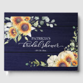 Groen Zonnebloemen Pompoen Herfst Bruidsdiner Gastenboek (Voorkant)