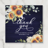 Groen Zonnebloemen Pompoen Herfst Vrijgezellenfees Bedankjes Labels (Voorkant)