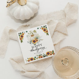 Groen Zonnebloemen Witte Pompoen Thanksgiving Servet