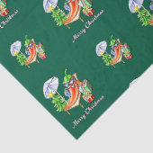 Groen Zonnig Grappig Vrolijk Kerstpatroon Tissuepapier (Detail)