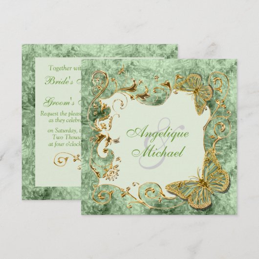 Groen zonnige bruiloft kaart (Voorkant / Achterkant)