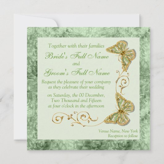 Groen zonnige bruiloft kaart (Achterkant)