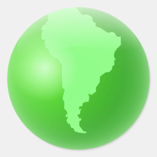 Groen Zuid-Amerikaans Wereldbol Ronde Sticker (Voorkant)