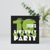 GROEN ZWART 10e Verjaardagsfeest 10 Jaar Oud V02B Kaart (Staand voorkant)