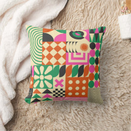 Groen Zwart  Abstract geometrisch patroon Kussen
