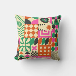 Groen Zwart Abstract geometrisch patroon Kussen