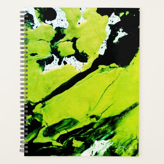 Groen & Zwart Abstract Grote Maandelijkse Planner (Voorkant)