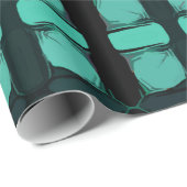 Groen zwart Abstract modern geometrisch patroon Cadeaupapier (Rol Hoek)