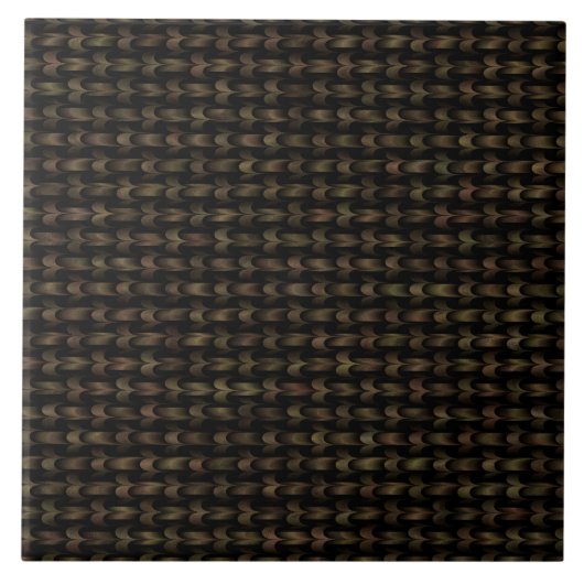 Groen Zwart Abstract Weefpatroon Tegeltje (Voorkant)
