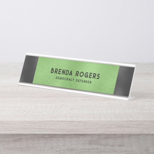 Groen zwart achtergrondaccent bureau naambordje (Voorkant)