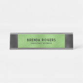 Groen zwart achtergrondaccent bureau naambordje (Voorkant)