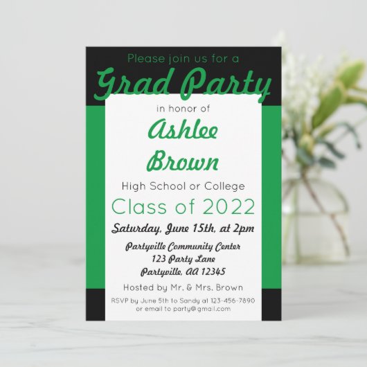 Groen zwart Afstudeerder Afstuderen Kaart (Staand voorkant)