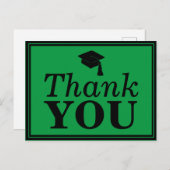 Groen zwart Afstudeerder Pet Dank u wel Briefkaart (Voorkant / Achterkant)