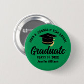 Groen Zwart Afstuderen Aangepaste Afstuderen Naam  Ronde Button 5,7 Cm (Voorkant /achterkant)