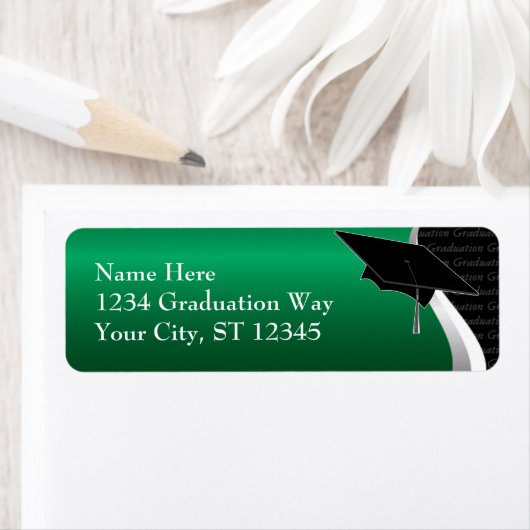 Groen & Zwart Afstuderen Adreslabel Etiket (Insitu)
