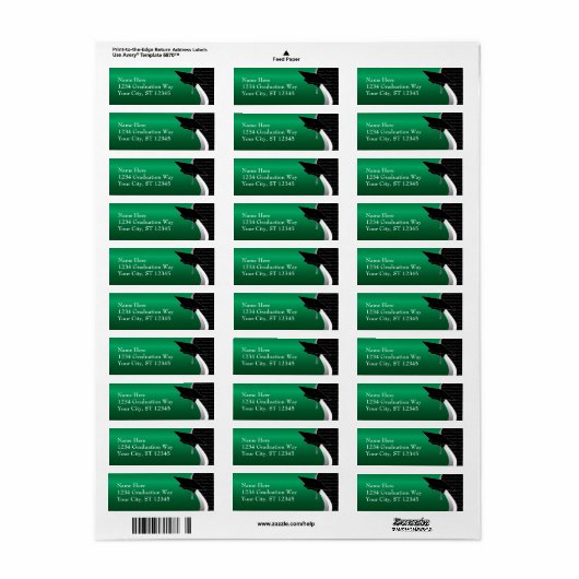 Groen & Zwart Afstuderen Adreslabel Etiket (Full Sheet)