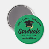Groen Zwart Afstuderen Custom Graduation Party Magneet (Voorkant / Achterkant)