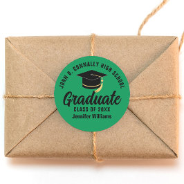 Groen Zwart Afstuderen Custom Graduation Party Ronde Sticker