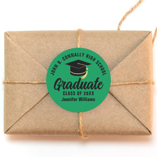 Groen Zwart Afstuderen Custom Graduation Party Ronde Sticker