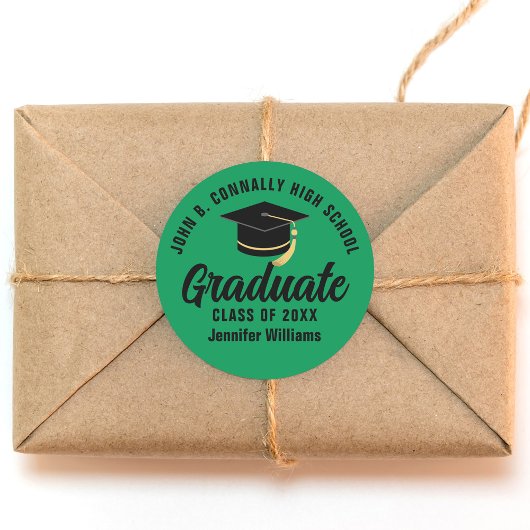 Groen Zwart Afstuderen Custom Graduation Party Ronde Sticker