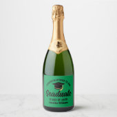 Groen Zwart Afstuderen Custom Graduation Party Sparkling Wijnetiket (Voorkant)