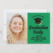 Groen Zwart Afstuderen Foto 2025 Afstudeerfeest Kaart (Voorkant)