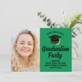 Groen Zwart Afstuderen Foto 2025 Afstudeerfeest Kaart (Staand voorkant)