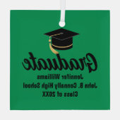 Groen Zwart Afstuderen gepersonaliseerd Afstuderen Glas Ornament (Achterkant)