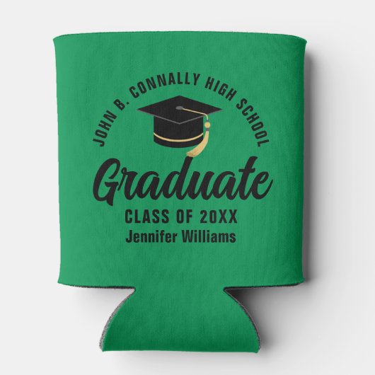 Groen Zwart Afstuderen Gepersonaliseerde Graduatio Blikjeskoeler (Achterkant)