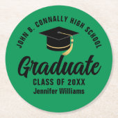 Groen Zwart Afstuderen Gepersonaliseerde Graduatio Ronde Kartonnen Onderzetter (Voorkant)