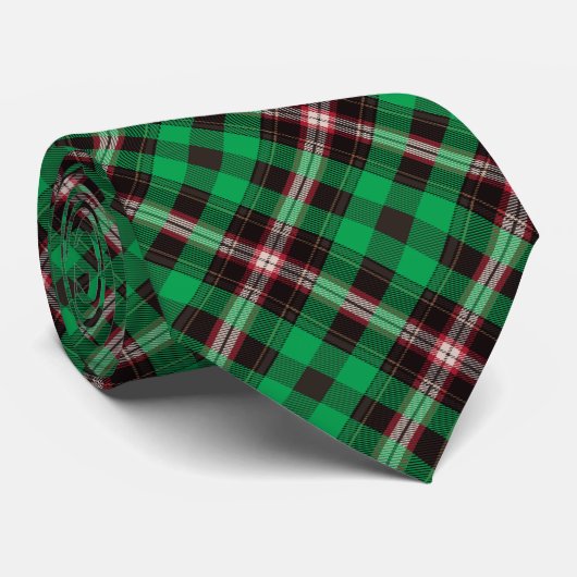 Groen Zwart Argyle Tartan Plaid Patroon Stropdas (Opgerold)