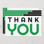 Groen & Zwart Bars Afstudeerder Party Dank u Bedankkaart (Voorkant / Achterkant)