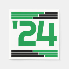 Groen & Zwart Bars Klasse van '24 Afstudeerder Par Servet