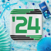 Groen & Zwart Bars Klasse van '24 Afstuderen Papieren Bordje (Feest)