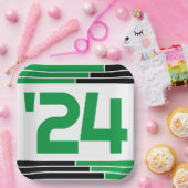 Groen & Zwart Bars Klasse van '24 Afstuderen Papieren Bordje (Feest)