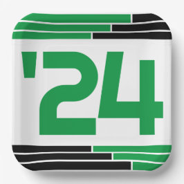 Groen & Zwart Bars Klasse van '24 Afstuderen Papieren Bordje