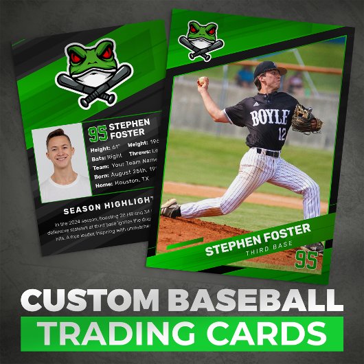 Groen & Zwart Baseball Trading Kaart, Baseball Kaa Contactkaartje