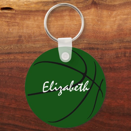 Groen zwart basketbal team geschenken onder 10 sleutelhanger (Achterkant)
